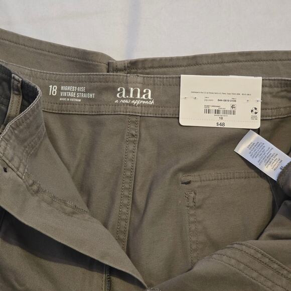 A.n.a Highest Rise vintage straight green cargo pants size 18 - Picture 5 of 9